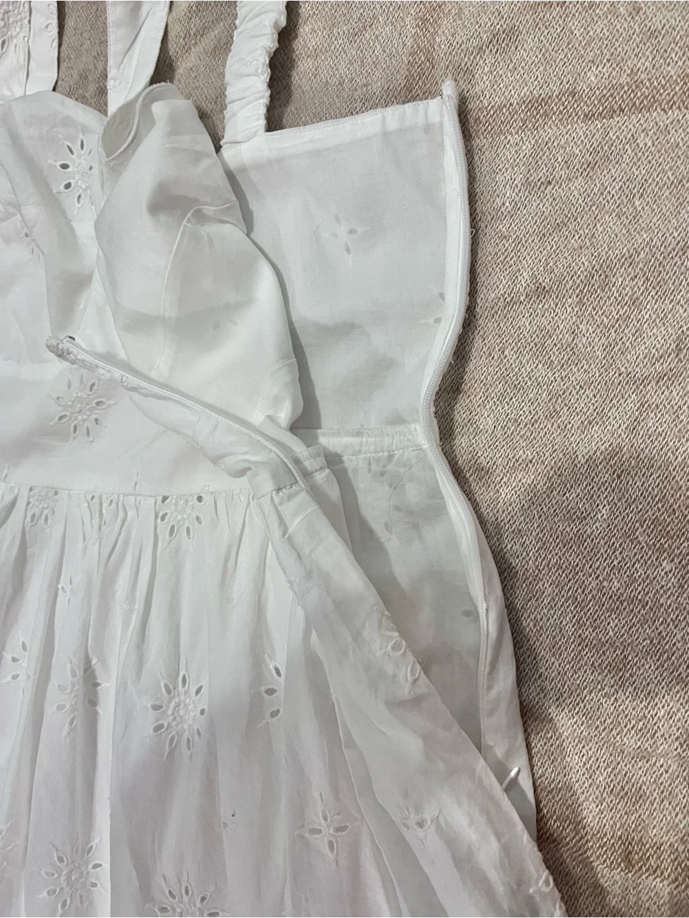 J. Crew White Eyelet Midi Dress with Wide Straps